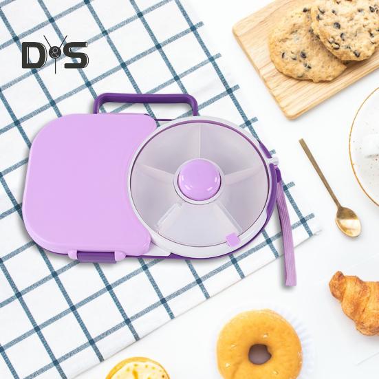 Rotierender Snackbehälter mit Deckel, Spinner-Bündel, tragbare Süßigkeitenbox für Kinder, Süßigkeitentisch, Melonenteller, versiegelte Snackbox für Zuhause, Büro, Schule, Picknick