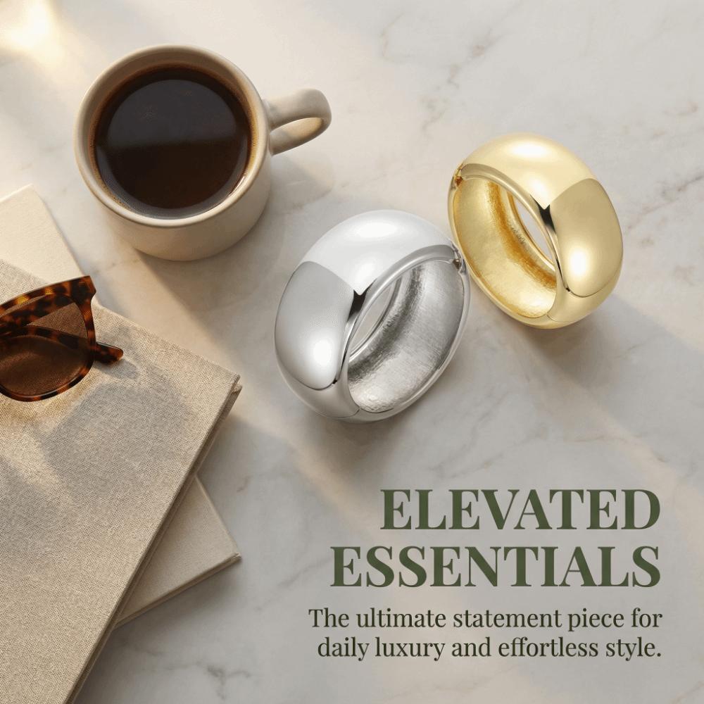 Zinc Zinc Zinc Alloy Exaggerated Bracelet Geometry Wide Side Bangle Fashion Simple Metal Bracelet  Gift