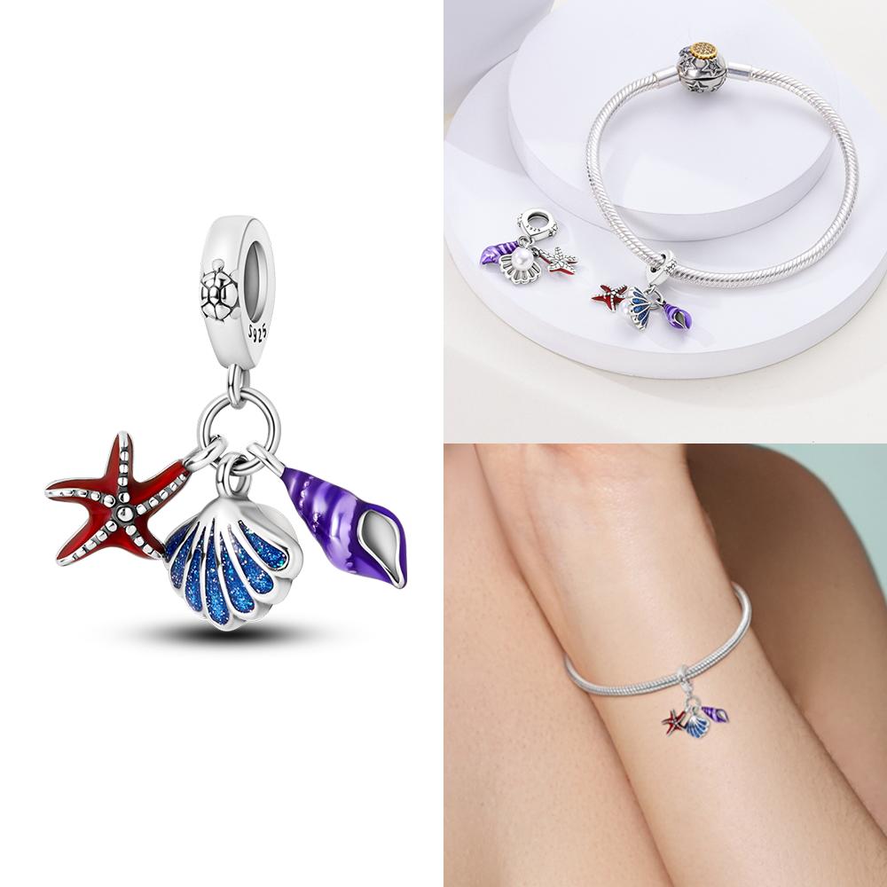 Copper Ocean World Series Sea Blue Turtle Starfish Crab Octopus Charms Bead Fit Bracelet Diy Jewelry Gift