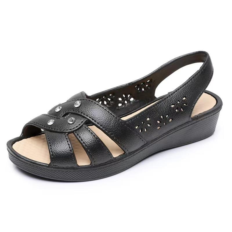 Dámské, Letní, Klínkové sandály, Pohodlné, Prodyšné, Jednobarevné, Jednoduché, Vykrojené, Měkká podrážka, Trendy, Ležérní, Pantofle pro maminky