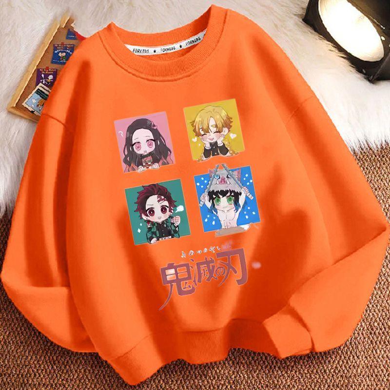 Children's Loose Demon Slayer Hoodie, Spring and Autumn Boys' and Girls' Casual Round-neck Coat
