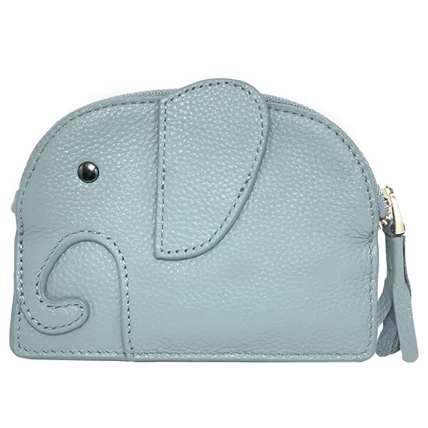 

DIVA Rose Coin Purse Coin Case Mini Wallet Elephant Cowhide Compact Handheld with Key Ring Thin Card Women s (Blue [No Case])