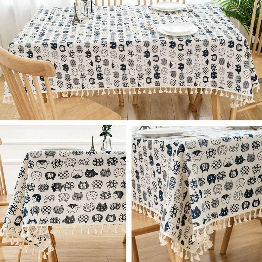 Nordic Style Bohemian Tablecloth with Tassel Table Cover Practical Ethnic Tablecloth  Living Room