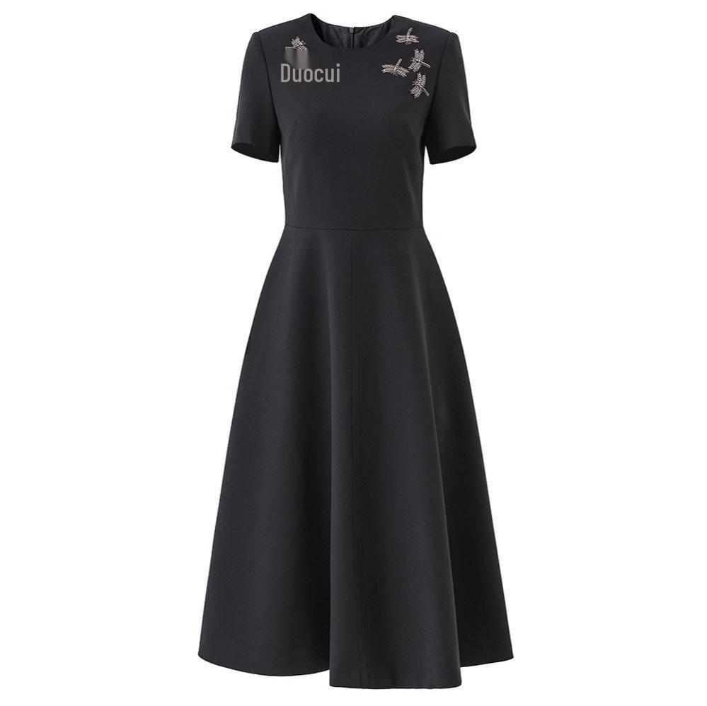 Nanyou 2025 S/S Dragonfly Embroidered Beaded A-line Dress Medium