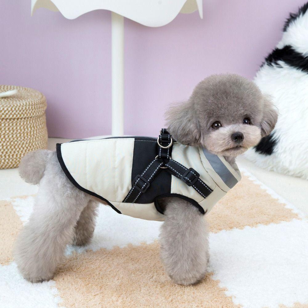 Zipper Reflective Dog Coat Waterproof Pet Down Coat Windproof Puppy Clothes  Cold Weather