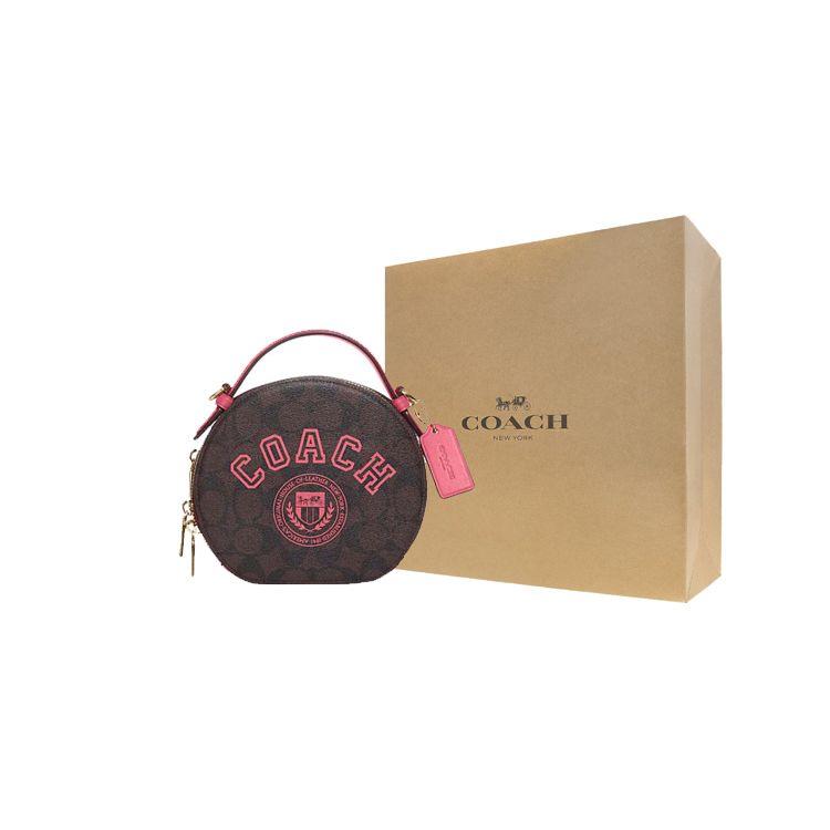 Coach Canteen 18 Zipper Closure Double Card Slot Signature Coated Canvas And Smooth Leather Handbag Small Women Handbags CB870-IMUOE
