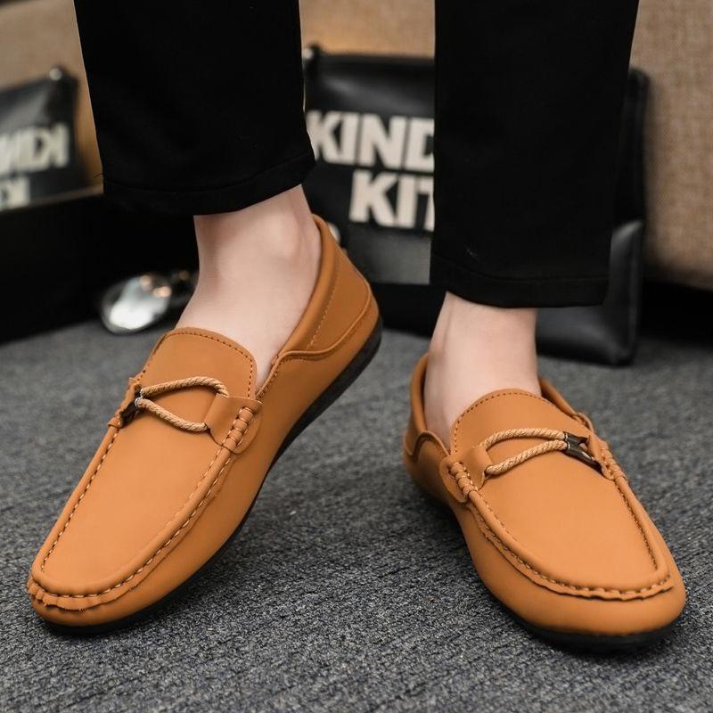Black Round Toe Breathable Slip-on Male Casual Loafers Shoe Summer Sale Common High Quality Fashion Luxury Men's Leather Shoes