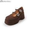 Platform Marie Janes Shoes Women Wedges Sandals Summer 2025 New Fad Pumps Dress Shallow Suede Elegant Plus Size Zapatos De Mujer