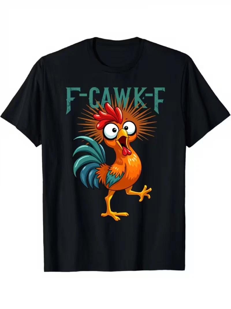 Men S Funny Rooster  F Caw K F  Graphic T-Shirt - Humorous Chicken Design with L L