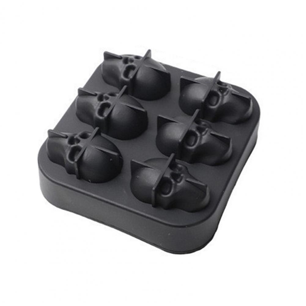 4/6Grids Skull Ice Ball Mold Silicone Ice Tray For Cocktails Whiskey Halloween Horror Theme Ice Cube Maker Spooky Parties Gothic