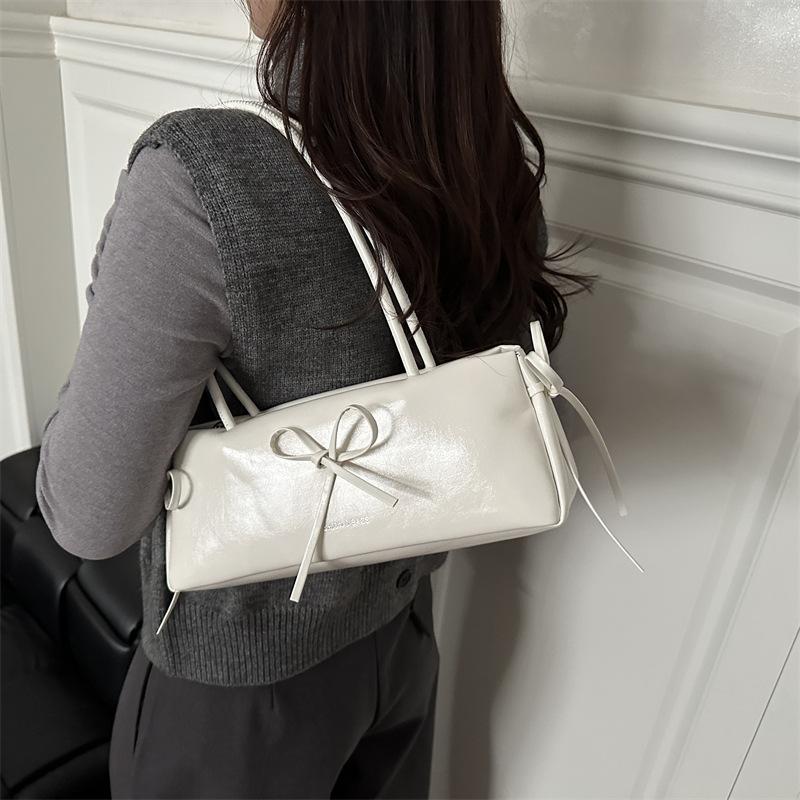 Women Korean Style Bow Design Underarm Bag Fashion Versatile Single Shoulder Handbag For Daily Commute