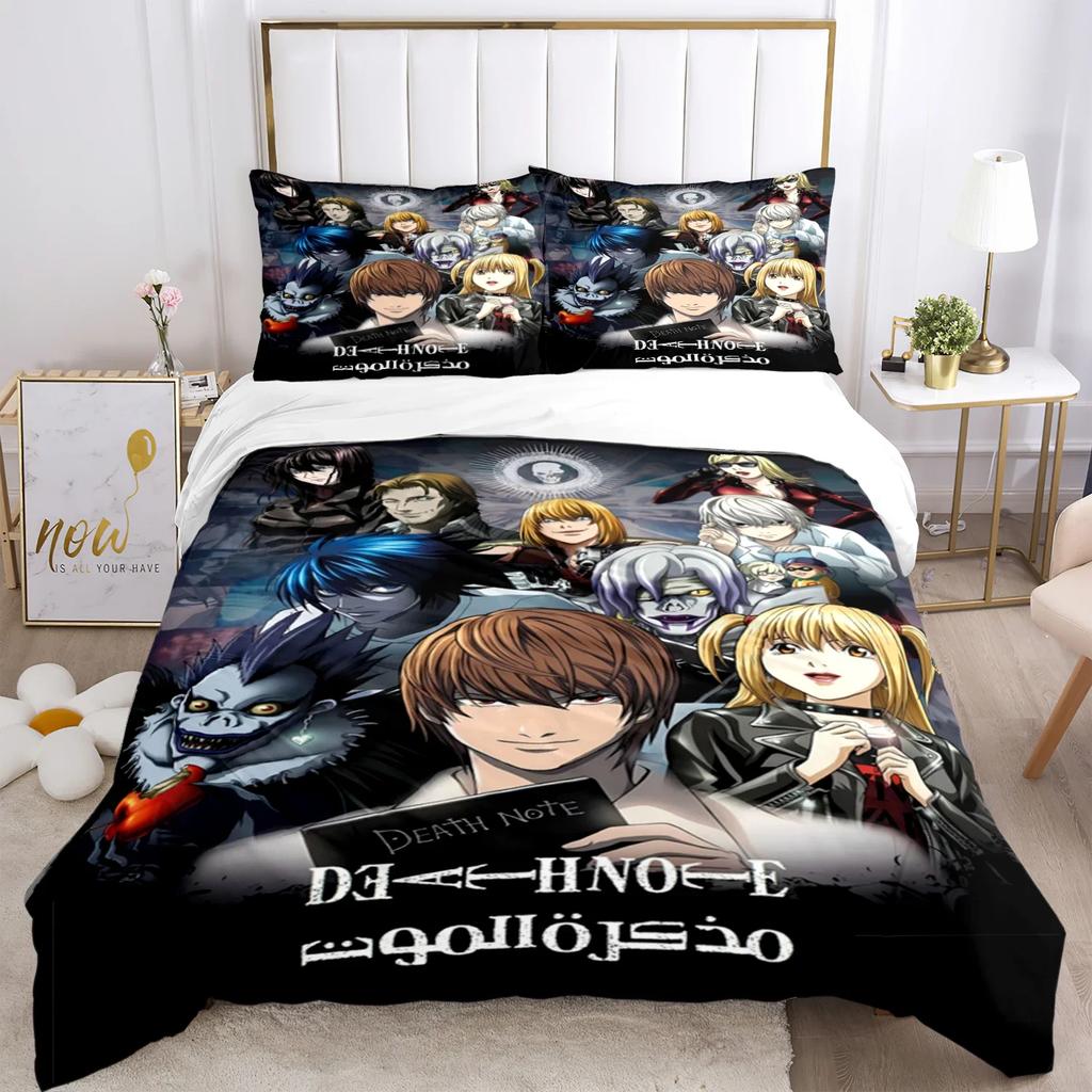 Death Note Print Three Piece Bedding Set Fashion Article Children Or Adults For Beds Quilt Covers Pillowcases Bedding Set Gift