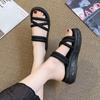 Freizeit Hausschuhe für Frauen Rutschen Flache Plattform Mid Heels Frauen Schuhe Solide Peep Toe Sommer Hausschuhe Plus Größe Zapatos De mujer