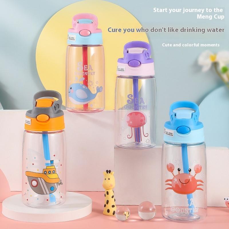 480Ml Kids Water Sippy Cup Cartoon Baby Feeding Cup With Straws Leakproof Water Bottle Outdoor Portable Duckbill Straw Cups