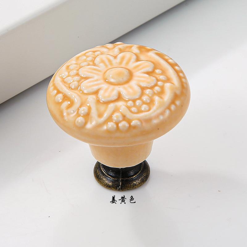 1x Retro Vintage Round Ceramic Drawer Knob Cabinet Handle Cupboard Door Pull kid room Decor blossom Relief Handle Knobs