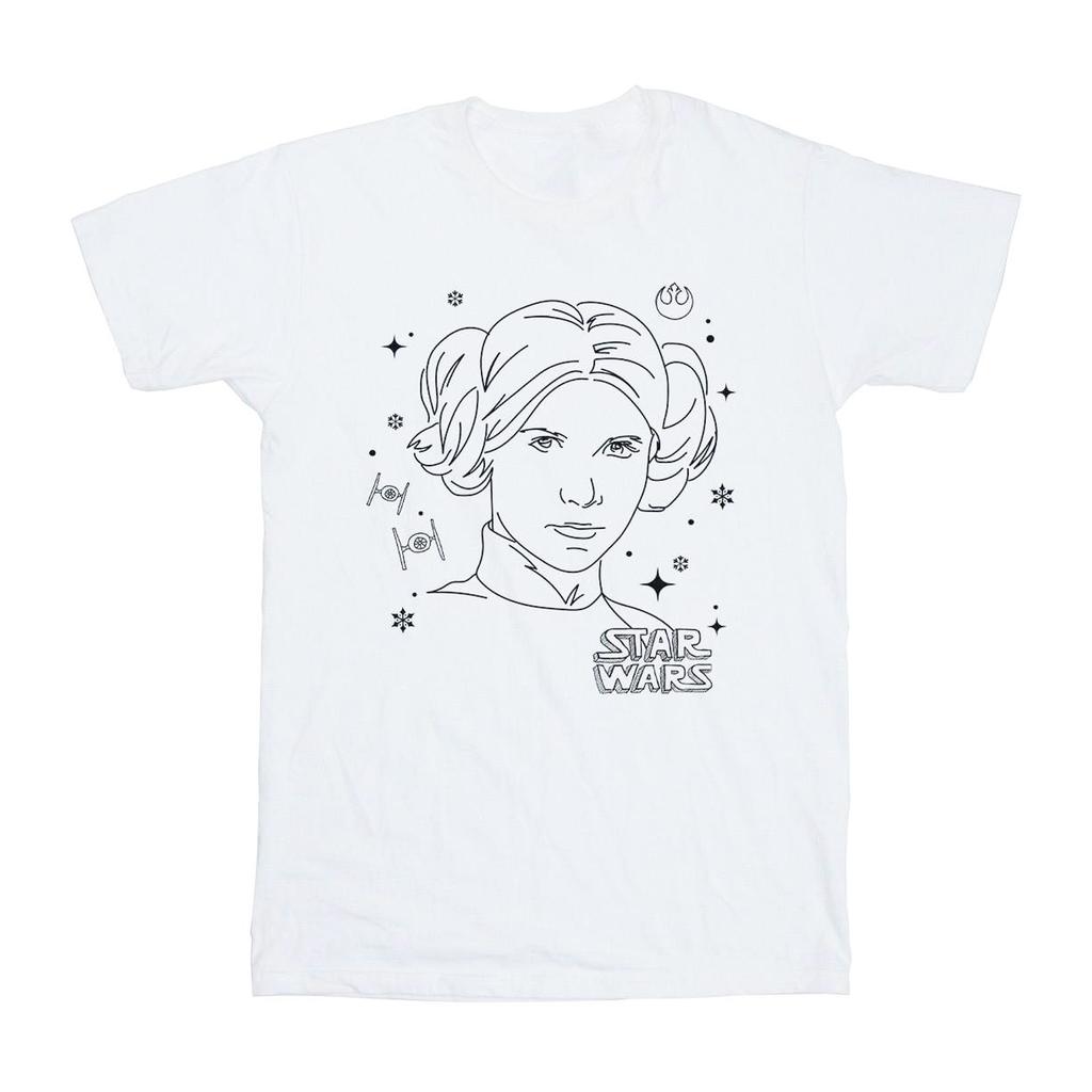 STAR WARS Girls Episode IV: A New Hope Leia Christmas Sketch Cotton T-Shirt