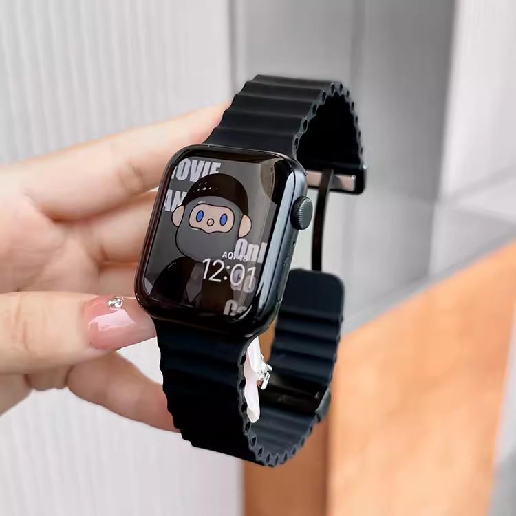 

Magnetic Watch Band for Watch Ultra 2 49mm 44mm 45mm 42mm 41mm Silicone Watch Strap for Iwatch series 11 7 8 9 SE 3 Correa 42 44 45 46mm 49mm чёрный