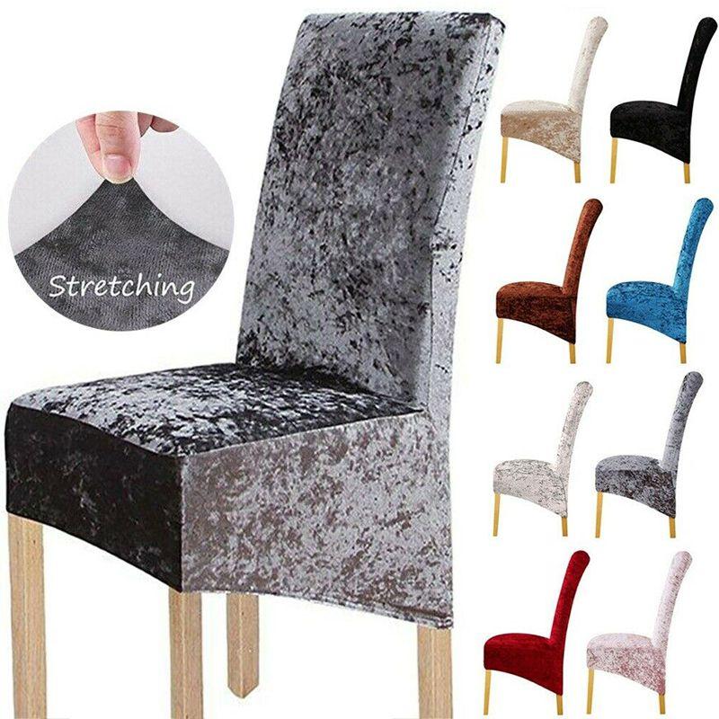 Stylish Crushed Velvet Dining Chair Covers With Secure Fit And Quick Recovery Stretch