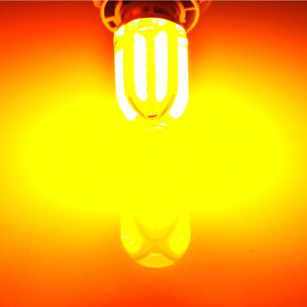 2Pcs Car 1156 BA15S P21W BAU15S PY21W LED Lights Bulbs Amber Yellow Orange Silicone Shell Turn Signal Light Bulb Auto Lamp 12V 1156 BA15S P21W