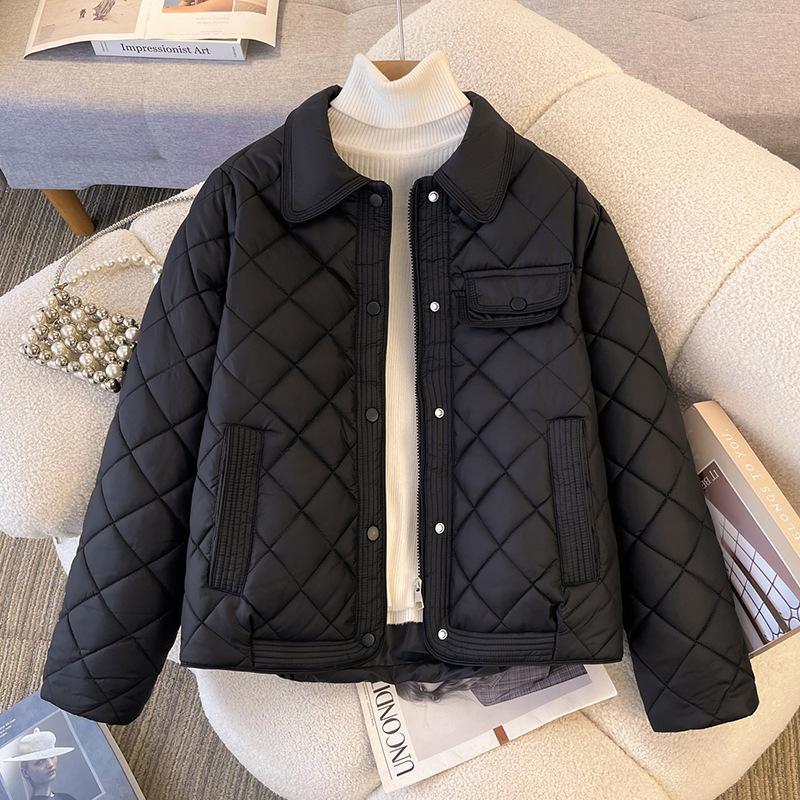 

Down cotton-padded clothes women s new winter women s jackets padded tops loose cotton-padded jackets short cotton-padded clothes M (80-57.5 kg) чёрный