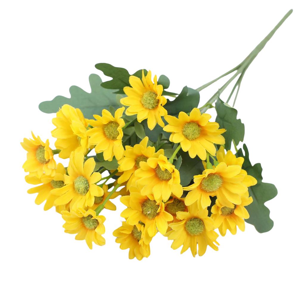 5 Bundles Lifelike Outdoor Sunset Mums Flowers Fake Chamomile Flowers Fake Daisy Flowers for Garden Porch Farmhouse Decor