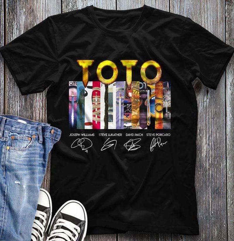 Toto Band Members Signature Short Sleeve Gift For Fan Black All Size Shirt PP754 Unisex T-Shirt L