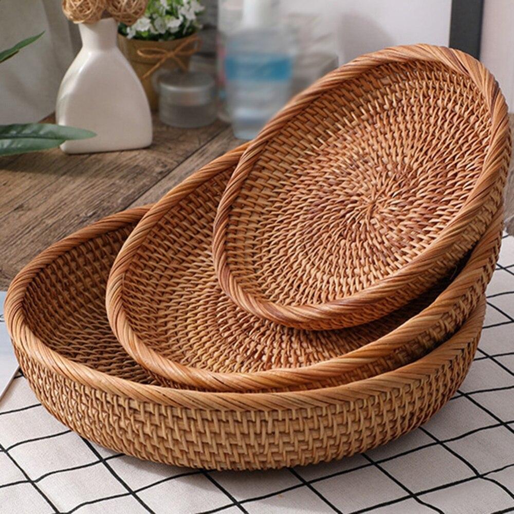 Storage Basket 3pcs Set Fruit Plate for Bedrooms Desks Living Rooms