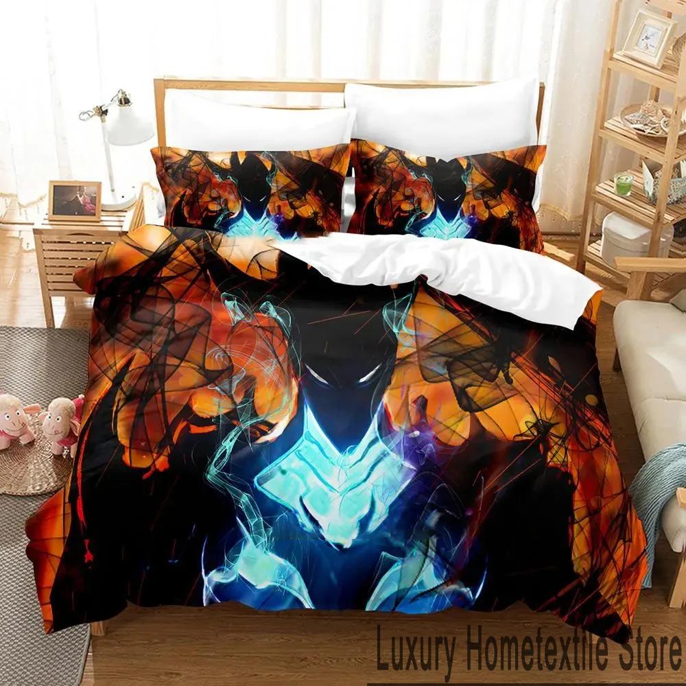 3D Print Anime Solo Leveling Bedding Set Duvet Cover Bed Set Quilt Cover Pillowcase Comforter King Queen Size Boys Adult Bedding