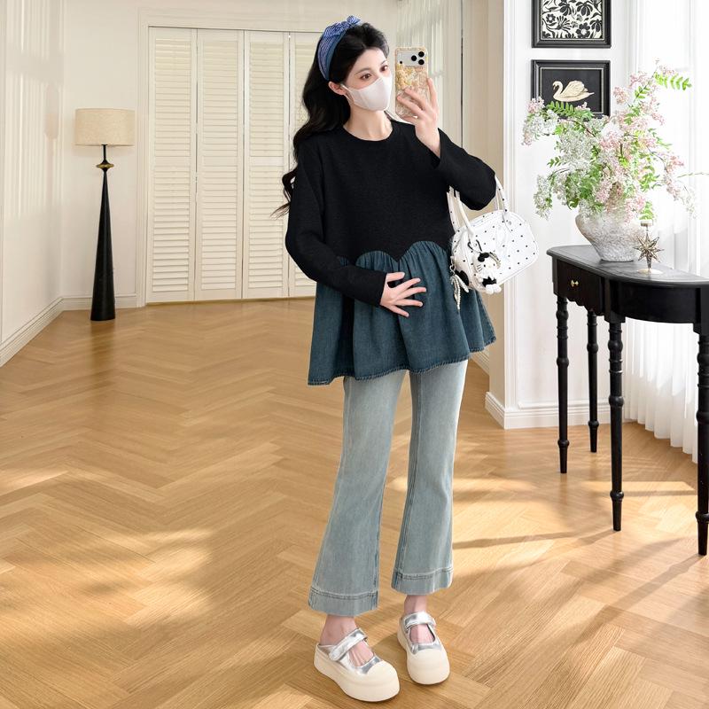 2026 Spring/Autumn Plus Size Patchwork Maternity Top XL