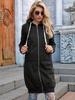 2023 Autumn/Winter Women's Casual Hooded Mid-Length Loose Plain Sweatshirt
