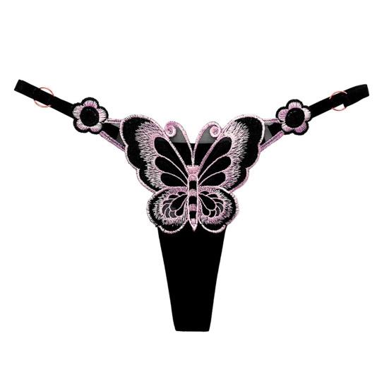 Women G-string Triangle Metal Ring Sexy Butterflies Embroidery Adjustable Lady Thong Inner Wear Clothes
