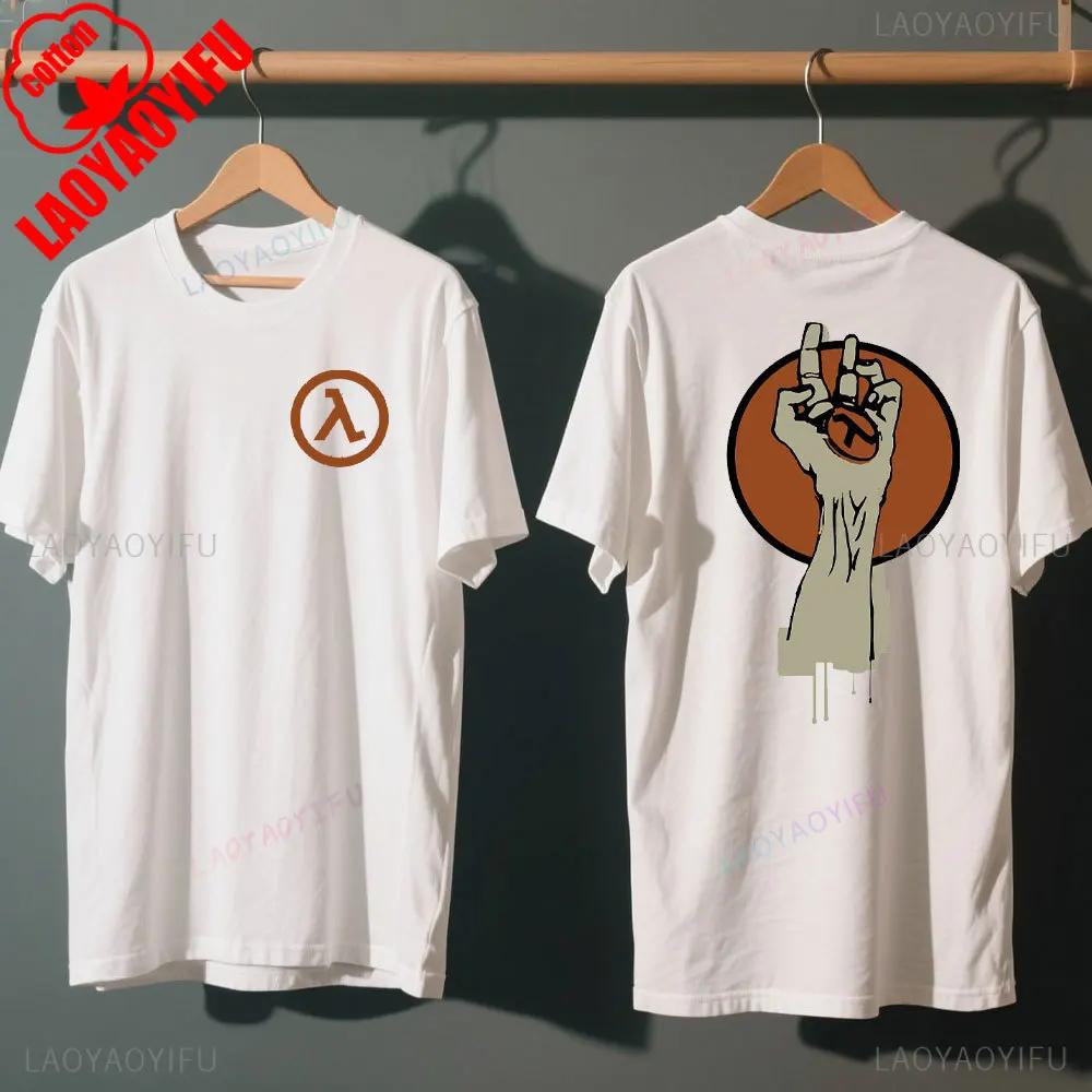 Half Life Classics Logo Lambda in Tops & Tees Cotton T-shirt Vintage Unisex Clothing Graphic T Shirts Streetwear Shirts