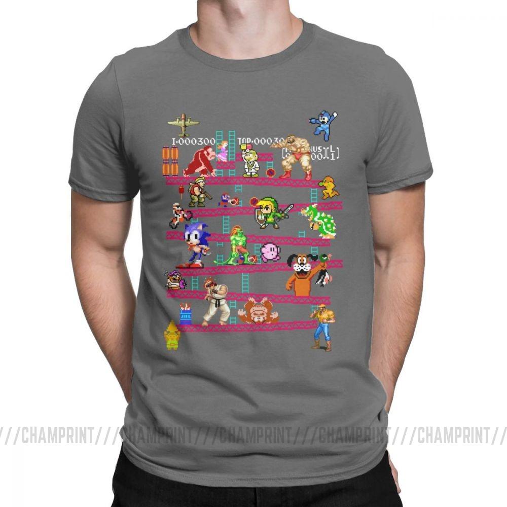 Men Arcade Game Collage T Shirts Console Game Vintage Style Tee Shirt Classic La Camiseta