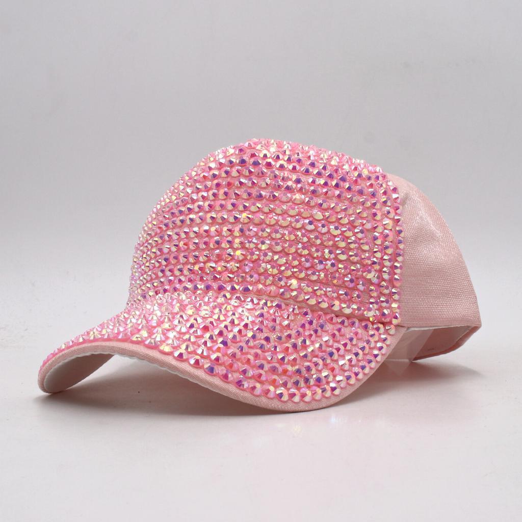 Diamond Hat Female Cap Casual Rhinestone Baseball Cap Sequin Visor Handmade Visor
