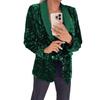 Giacca da donna con risvolto, manica lunga, bottoni, glitter, paillettes, autunno