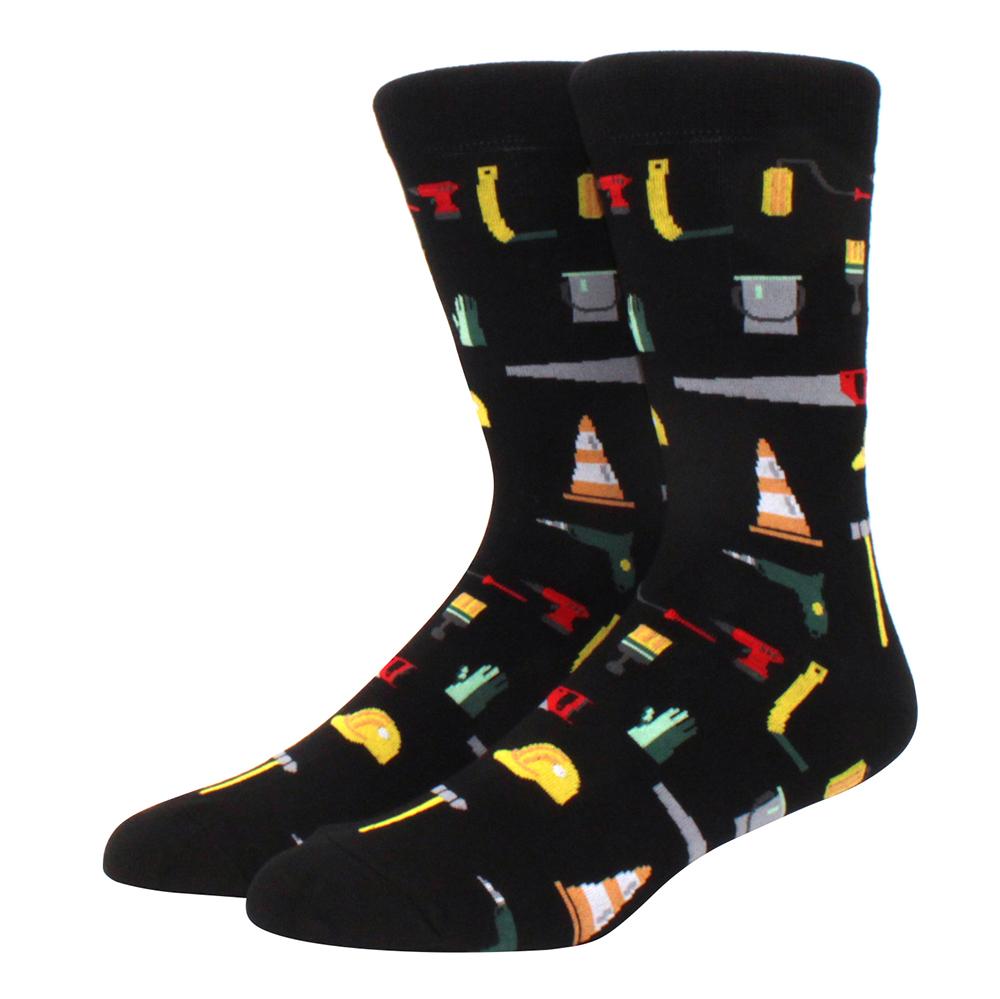 brand new men's socks colorful combed cotton crew socks Jacquard striped knee high socks for Funny men business casual dress