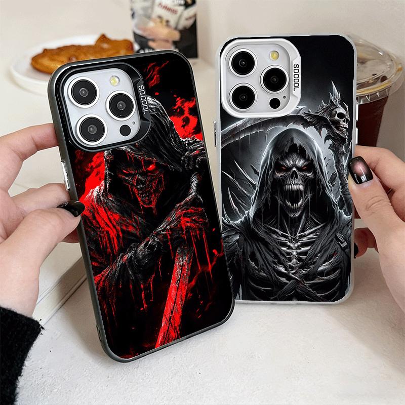 Tod Sensenmann Schädel Sense Weiche Handyhülle für iPhone 15 16 17 Pro Max 17Air 16E 14 Plus 13 12 Mini Stoßfeste Hülle Rückseite Sh