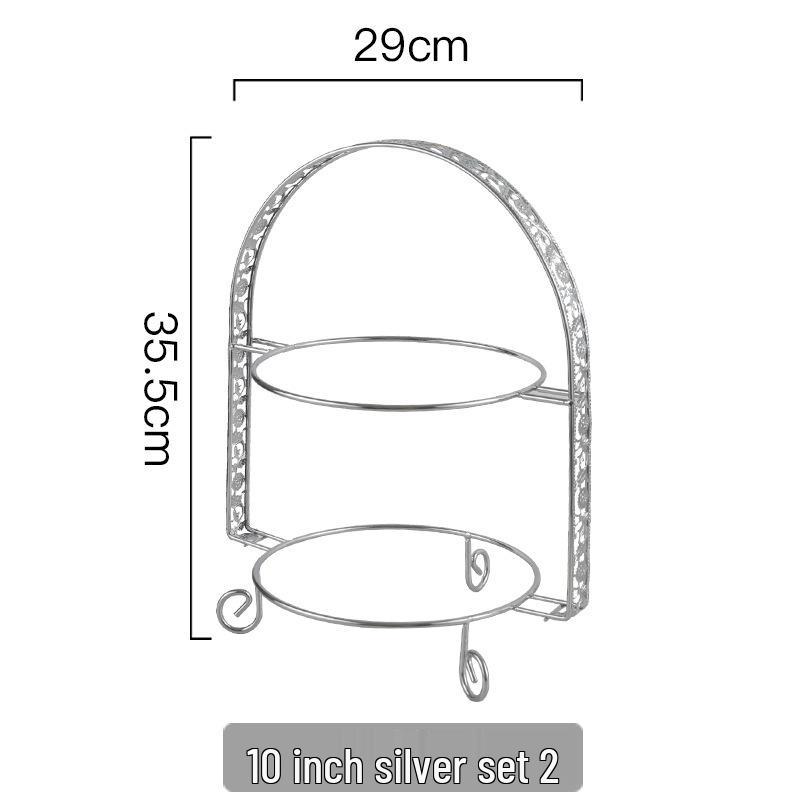 European-Style Iron Art Double-Layer Cake and Pastry Stand