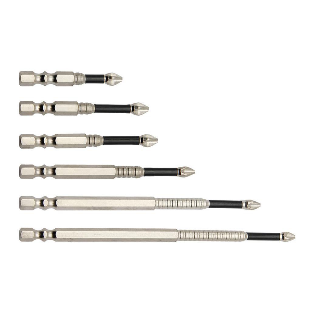 6Pcs Impact Driver Bit Set With Magnetic Alloy Steel NonSlip Long Drill Bits 50-150mm Cross Magnetic Screwdriver Bit