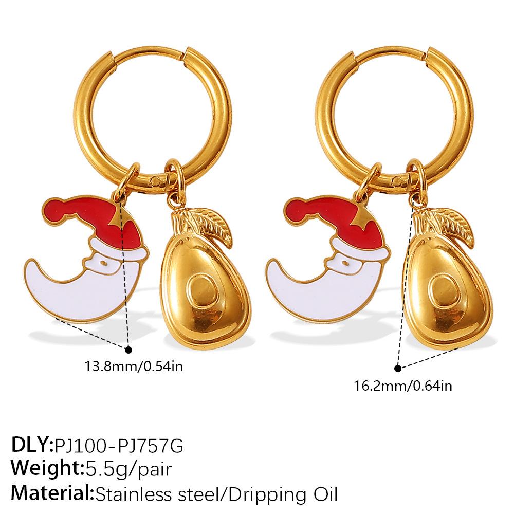 Christmas versatile DIY pendant earrings stainless steel gold-plated atmosphere earrings women