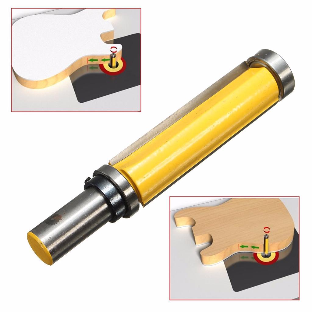 Flush Trim Router Bit with Top and Bottom Bearing 1-1/2H 1/4 Shank Woodworking Tool Shank Router Bit Flush Trim Router Bit with Top and Bottom Bearing 1-1/2H 1/4 Shank Woodworking Tool Shank Router Bit