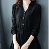 Chiffon Shirt Women's Summer Short Sleeved Fashionable Loose Top Spring and Autumn Long Sleeved Shirt Solid Color T-shirt