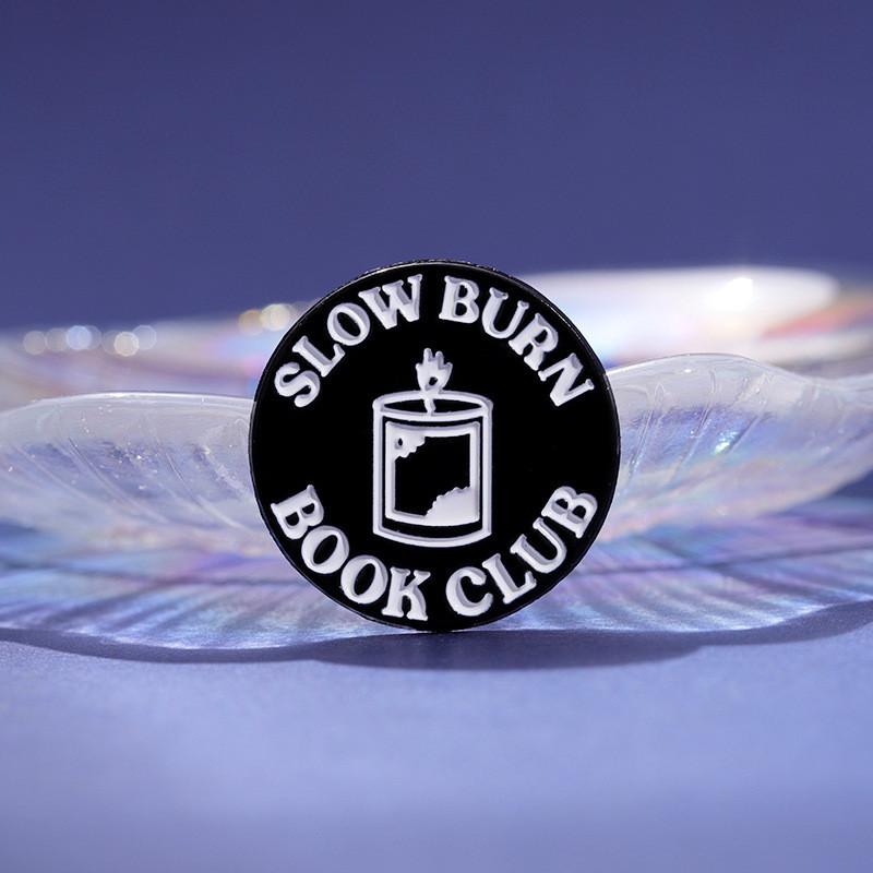 Creative Black Round Badge Unique Letter Design Punk Style Brooch Pin For Fashion Lovers