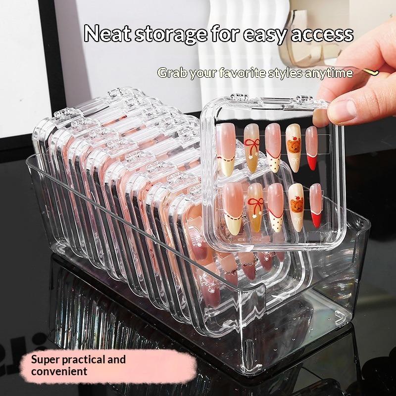 Acrylic Flip Top Press On Nail Box Transparent Display Case Jewelry Storage Organizer 4 Home Salon Manicure Daily Practical Box