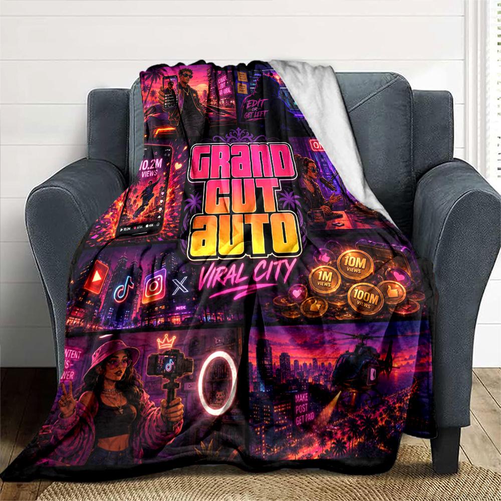 Grand Theft Auto Blanket Soft Warm Cozy Perfect for Office Picnics Bedding Four Seasons Multipurpose Stylish Decor