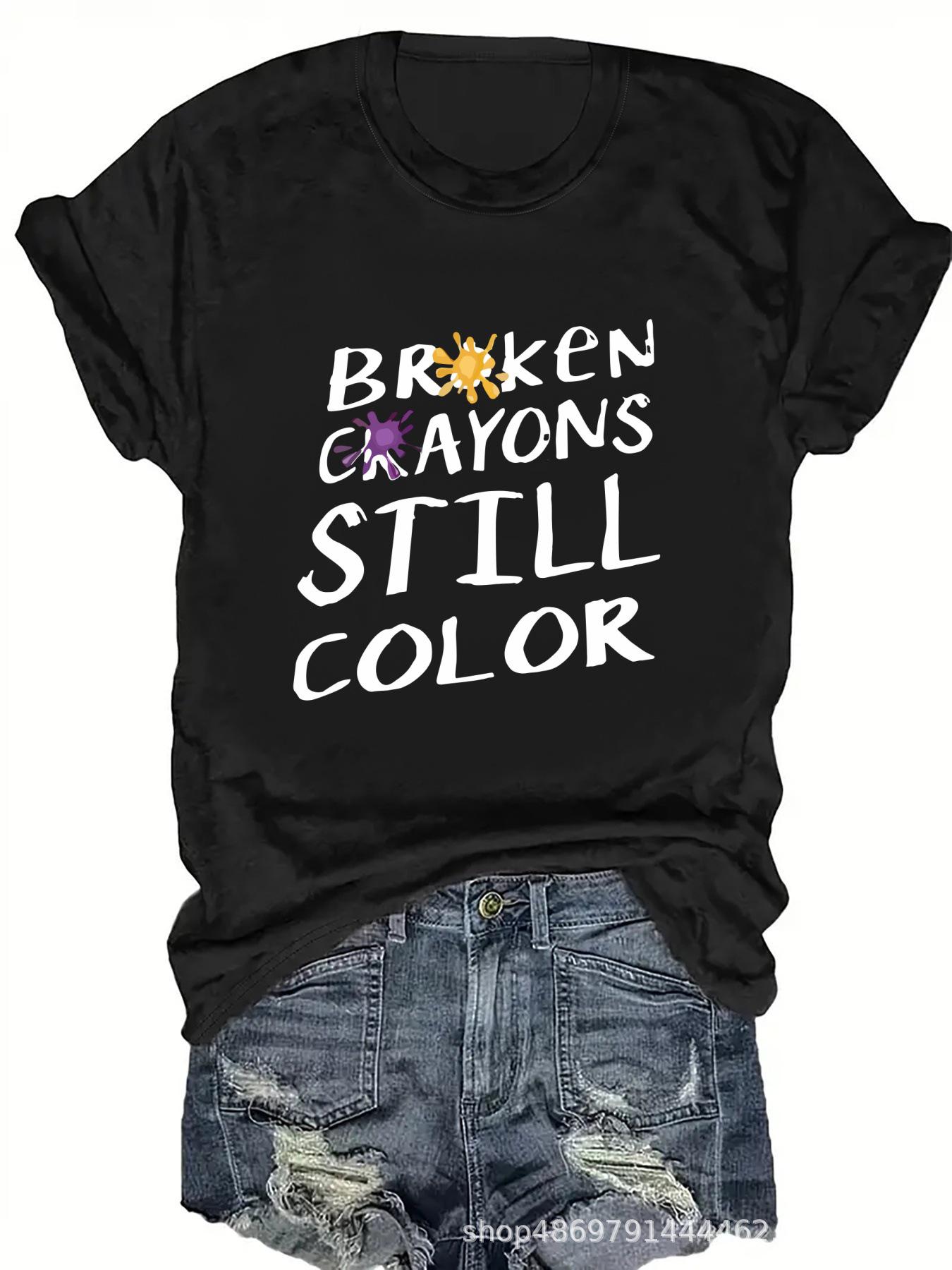 

Женская модная футболка с круглым вырезом для трансграничной торговли XXL чёрный