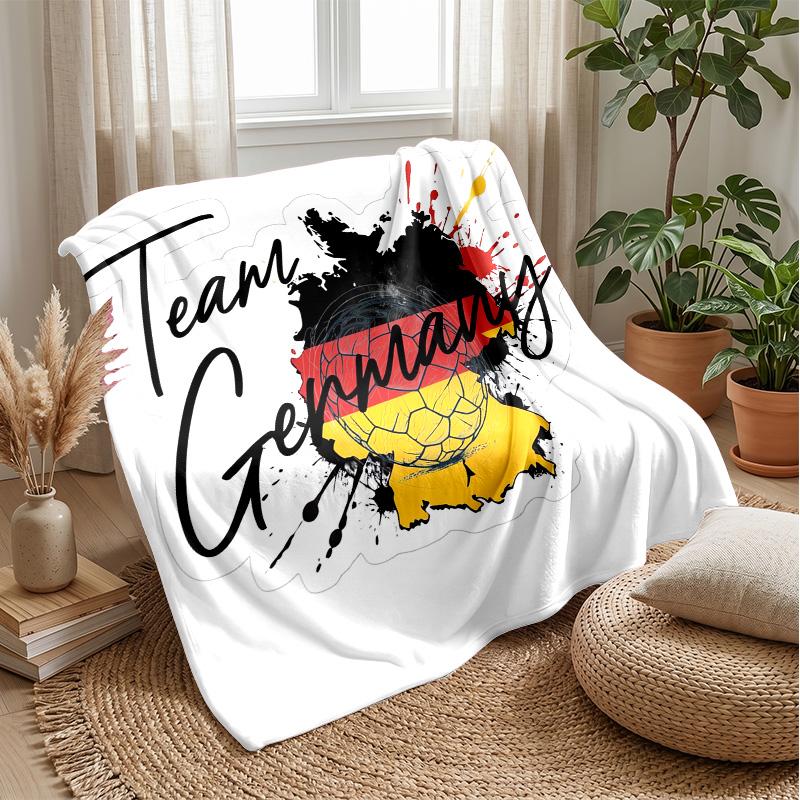 Germany National Football Team Theme Blanket Soft Flannel Blanket Plush Throw Blanket Cozy Sofa Bed Blanket for Home Decor