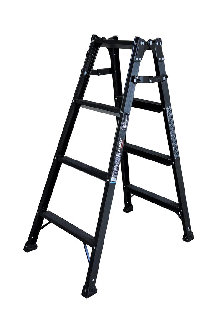[Black Stepladder] Alinco x GranGear 4-Step Ladder BPRS-120 Lightweight Folding Steps with Wide Steps and Non-Slip Surfaces | Stylish 2-Way Stepladder