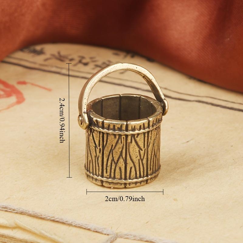 2pcs Antique Small Copperware Buddha Tea Mini Bucket Set Copper Teacup Brass Keychain Pendant Home Decoration Crafts Gift