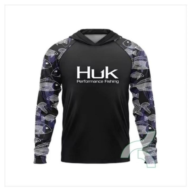 Mens Quick-Dry UV Protection Hooded Fishing Long Sleeve Shirt Summer Breathable Outdoor Sportswear Angling